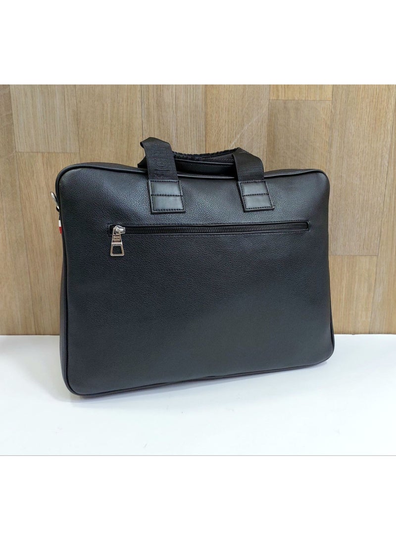 TOMMY TIME Tommy Hilfiger Laptop Bag – Black – Padded Compartment – Branded Strap - Image 2
